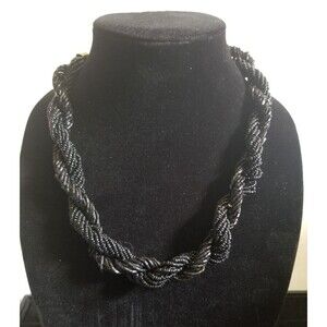 MCM Bead Rope Necklace Twist Collar Black Adjustable 2 Styles of Beads Artisan